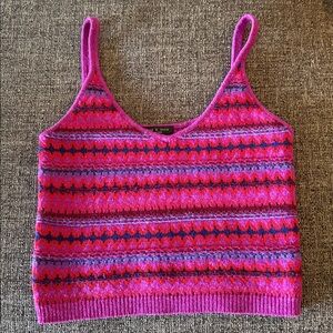 Rag & Bone  Pink Purple and Blue Patterned Wool Tank